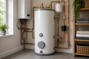 unvented hot water cylinder and system boiler installed Hereford home